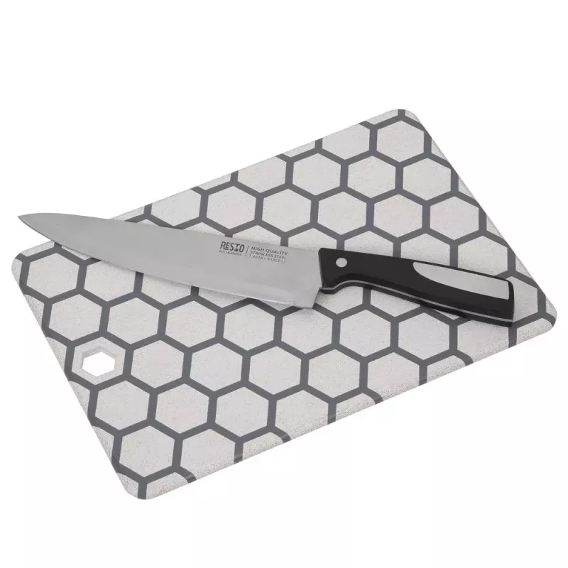 Resto Kitchenware 95402 Tabla de cortar rectangular de plástico gris blanco