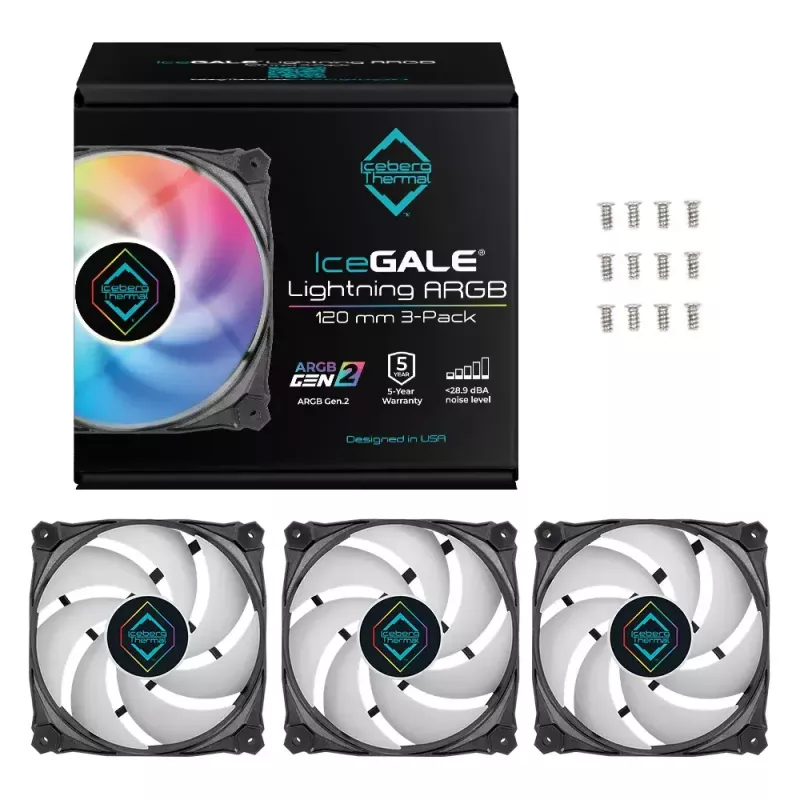 Ventilador Iceberg Thermal IceGALE Lightning ARGB 12 cm negro 3 uds.