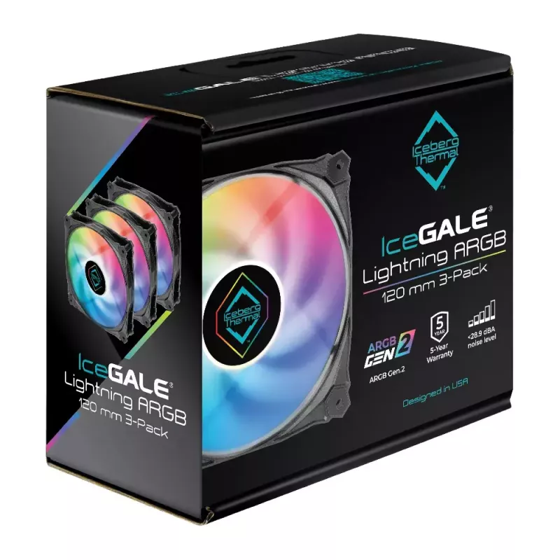 Ventilador Iceberg Thermal IceGALE Lightning ARGB 12 cm negro 3 uds.