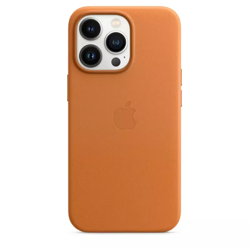 Funda de cuero con MagSafe para iPhone 13 Pro de Apple – marrón/dorado, para 6,1 pulgadas