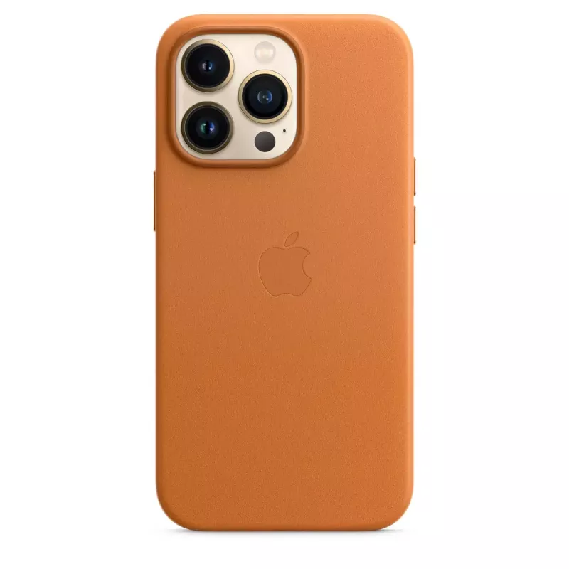 Funda de cuero con MagSafe para iPhone 13 Pro de Apple – marrón/dorado, para 6,1 pulgadas