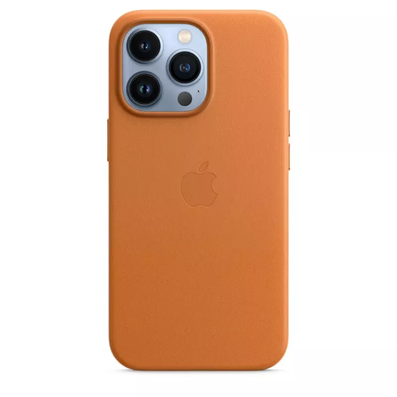 Funda de cuero con MagSafe para iPhone 13 Pro de Apple – marrón/dorado, para 6,1 pulgadas