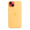 Funda de silicona Apple iPhone 14 Plus MagSafe Sunglow amarillo