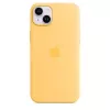 Funda de silicona Apple iPhone 14 Plus MagSafe Sunglow amarillo