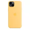 Funda de silicona Apple iPhone 14 Plus MagSafe Sunglow amarillo