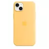 Funda de silicona Apple iPhone 14 Plus MagSafe Sunglow amarillo