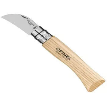 Navaja Opinel N.º 07 con hoja de acero inoxidable y mango de madera, motivo castaña-ajo