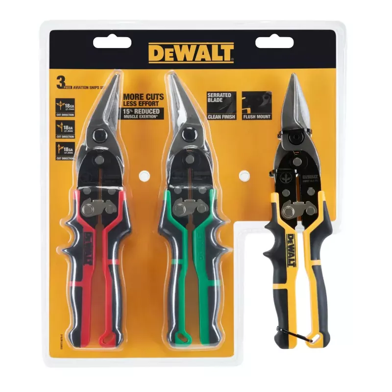Juego de tijeras de hojalatero DeWALT DWHT14676-0, 3 piezas
