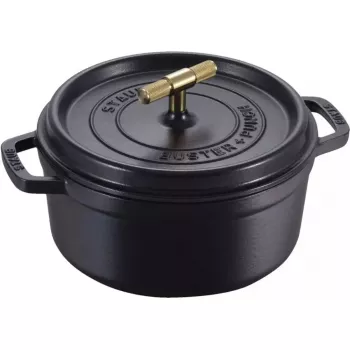 Cocotte redonda de hierro fundido Staub La Cocotte Buster & Punch 24 cm, negra