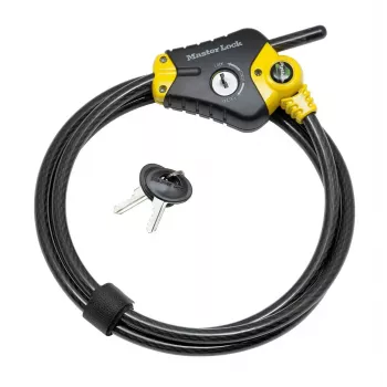 Cable de seguridad ajustable Python MASTER LOCK 1,8 m x 10 mm negro amarillo