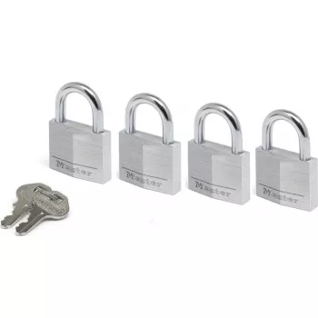 Candado MASTERLOCK 9140EURQNOP 40 mm — set de 4 candados con carcasa de latón y combinación numérica