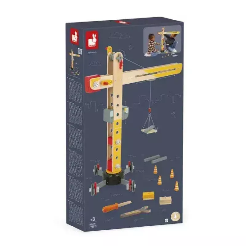 JANOD Grúa grande multicolor madera de haya 3-8 años