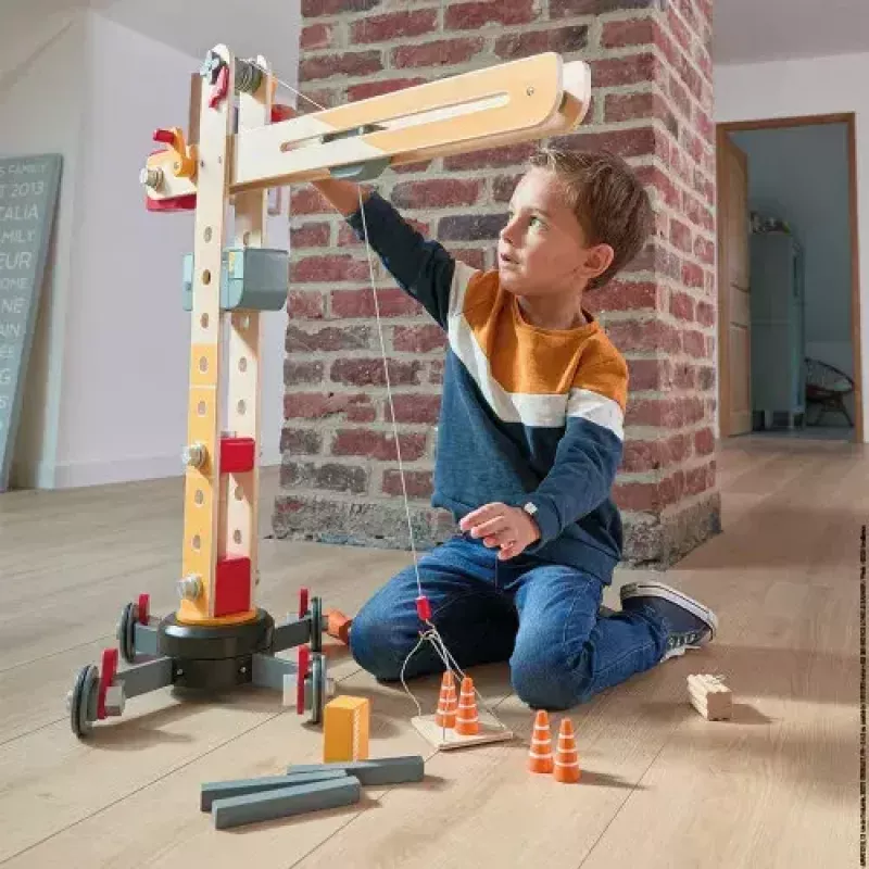 JANOD Grúa grande multicolor madera de haya 3-8 años