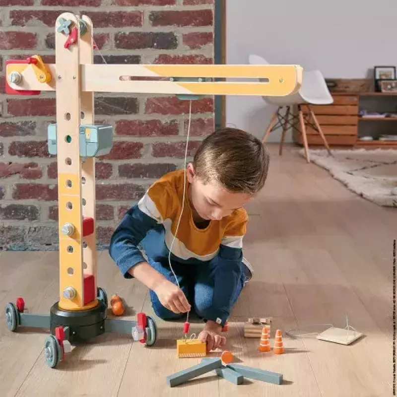 JANOD Grúa grande multicolor madera de haya 3-8 años