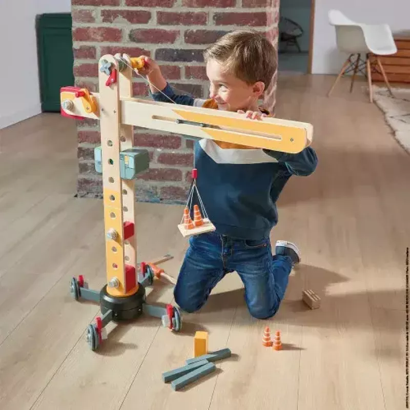 JANOD Grúa grande multicolor madera de haya 3-8 años