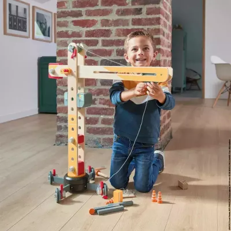 JANOD Grúa grande multicolor madera de haya 3-8 años