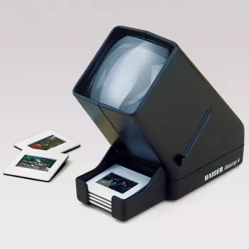 Mesa de luz KAISER diascop 4 — plástico, negro, distancia máx. de observación 1,6 m, 80×160×170 mm