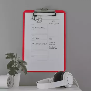 Portapapeles Leitz WOW A4 metal rojo 80 hojas