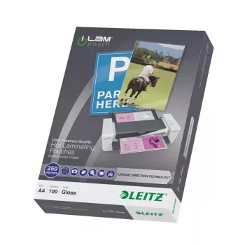 Plásticos de laminar LEITZ iLAM UDT 222 × 309 mm brillante transparente, EVA/PET, 100 unidades