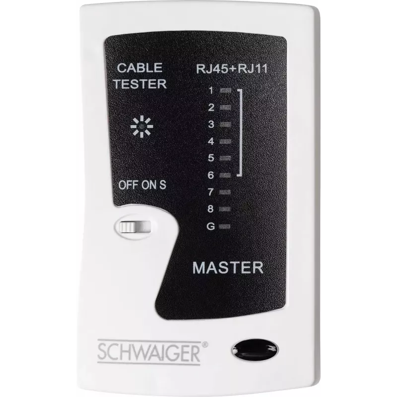 Comprobador de cables de red Schwaiger NWM1 531 RJ-11 RJ-45 negro blanco
