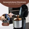 Cafetera de filtro BOMANN KA6066CB depósito de agua de 1,2 l, 10 tazas, negra y acero inoxidable