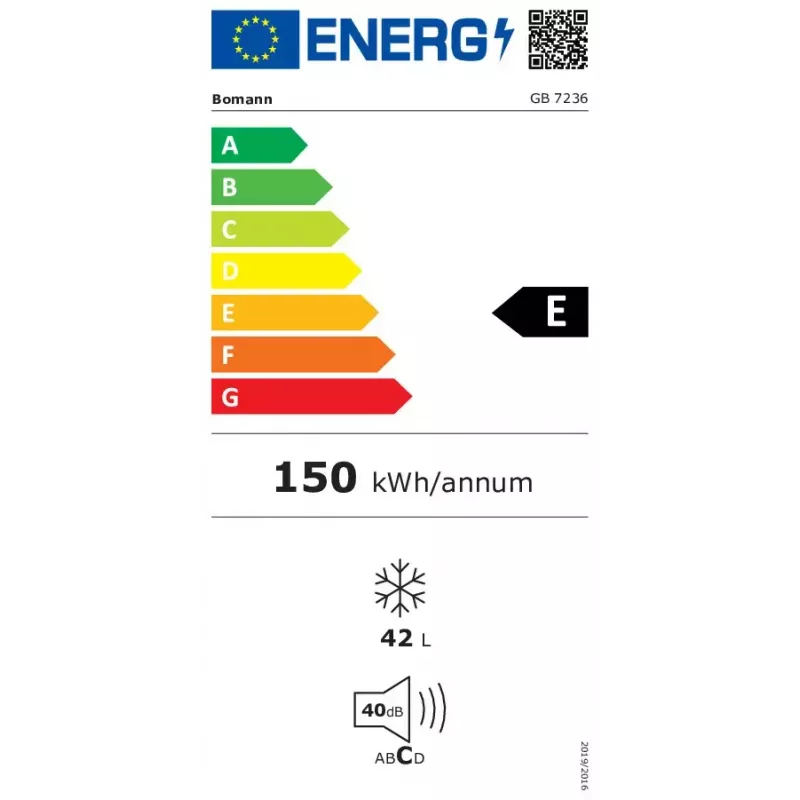 Congelador BOMANN GB 7236, 42 l, negro, descongelación manual, ≤ -18 °C, regulación continua