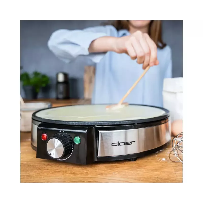Crepera Cloer 6630 2 crepes negra acero inoxidable 30 cm
