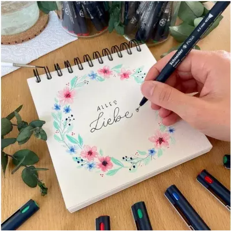 Rotulador fineliner Schneider Schreibgeräte Pictus negro azul verde rojo 5 uds.