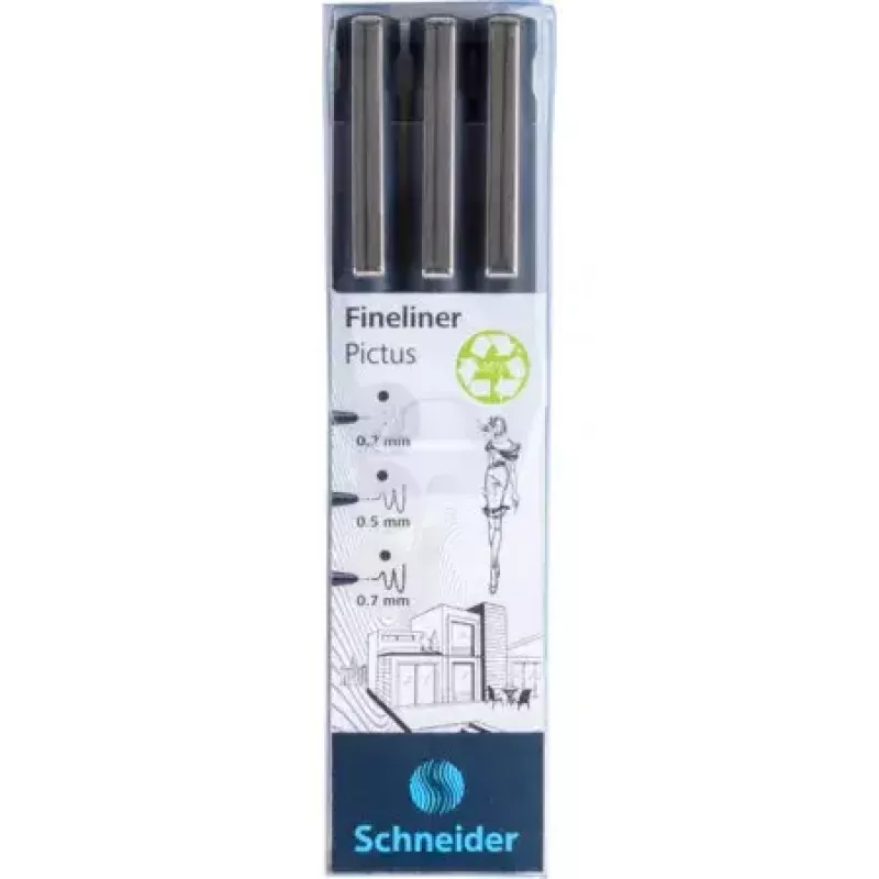 Rotulador de punta fina Schneider Pictus negro 3 unidades