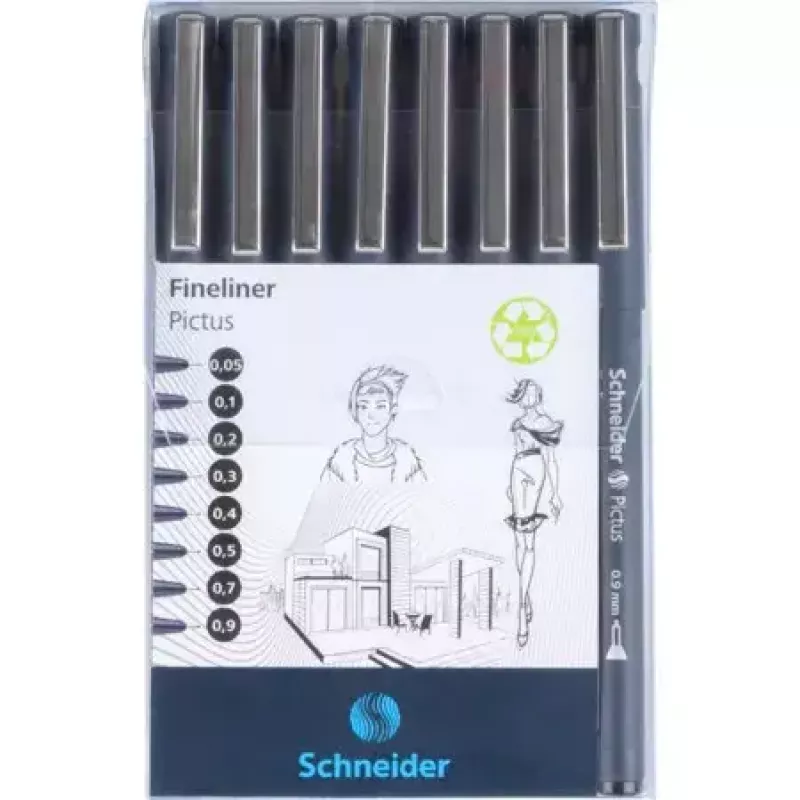 Rotulador fineliner Schneider Schreibgeräte Pictus negro 8 uds.