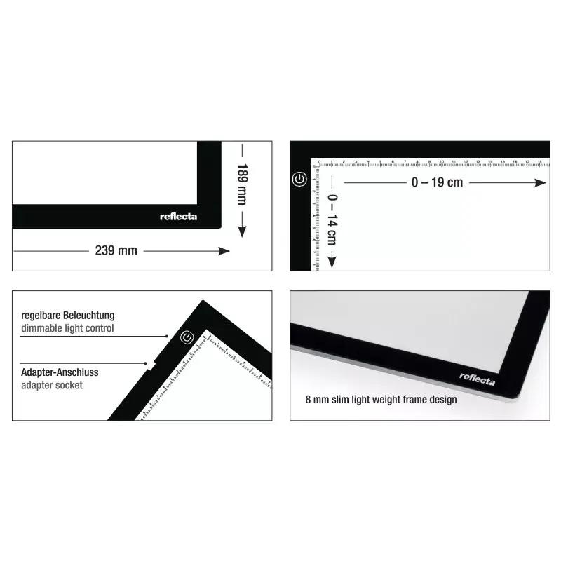 Marco individual Reflecta LED Light Pad A5 extrafino negro 19x14 cm