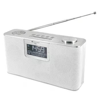 Radio personal Soundmaster DAB700WE – analógica y digital (DAB+, FM), 12 W RMS, LCD 2,9 pulgadas, MicroSD, plata/blanco