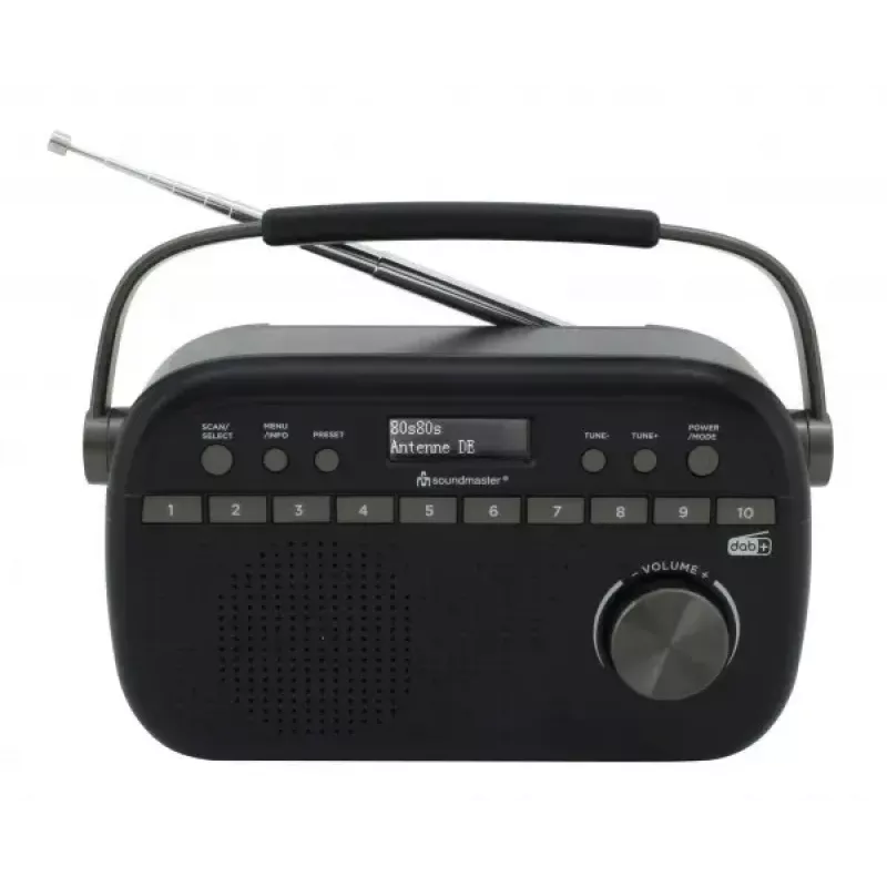 Radio portátil Soundmaster DAB280 — DAB+, FM, analógica y digital, 1,2 W, negra, alimentación por red/pilas