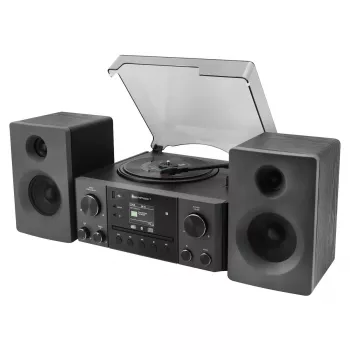 Sistema de audio para el hogar Soundmaster MCD1950SW — 20 W RMS, DAB+/FM, reproducción CD/MP3, AUX de 3,5 mm, alimentación por red (negro)