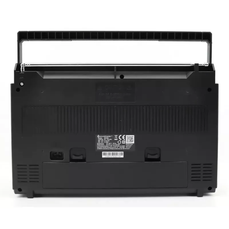 Reproductor de casetes portátil Soundmaster RR20SI — radio FM/MW/KW, 3 W RMS, auriculares de 3,5 mm, negro/plata