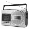 Reproductor de casetes portátil Soundmaster RR20SI — radio FM/MW/KW, 3 W RMS, auriculares de 3,5 mm, negro/plata