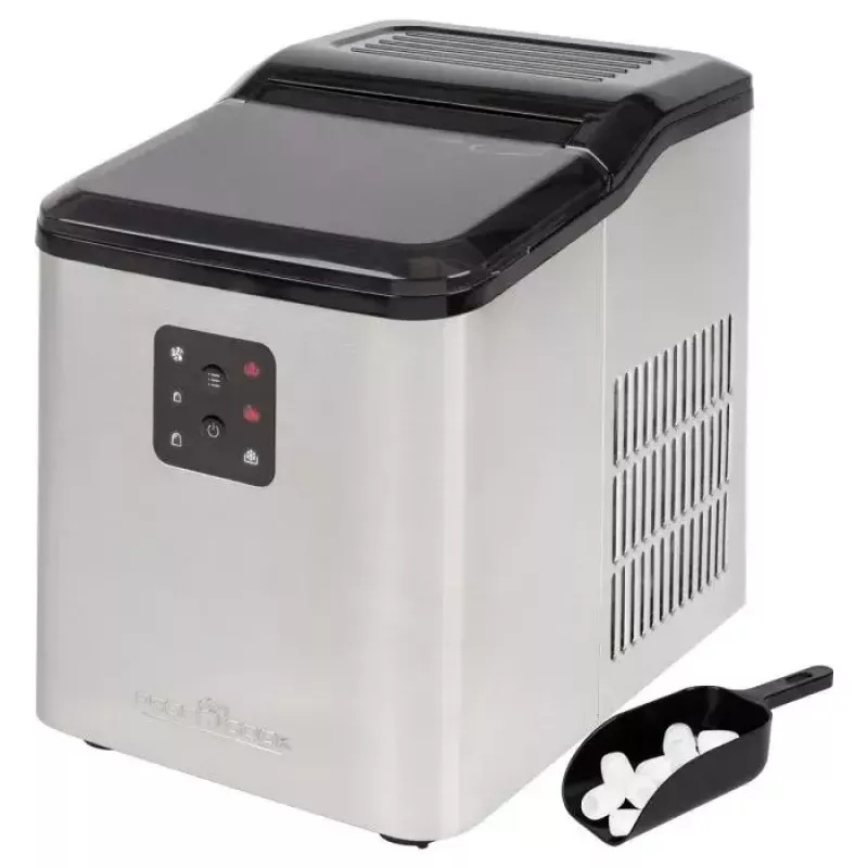 Máquina de hielo ProfiCook PC-EWB 1253 — 12 kg/24h, depósito de 1,5 L, 2 tamaños de cubito, 120 W, negro/gris