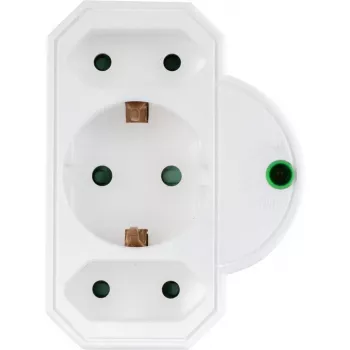Adaptador regleta REV 3 tomas con protección contra sobretensiones 0020070112, blanco