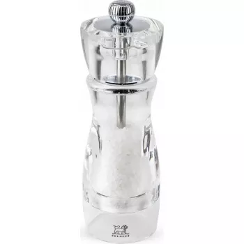 Molino de sal PEUGEOT VITTEL acrílico transparente 16 cm, molino manual para uso en la mesa