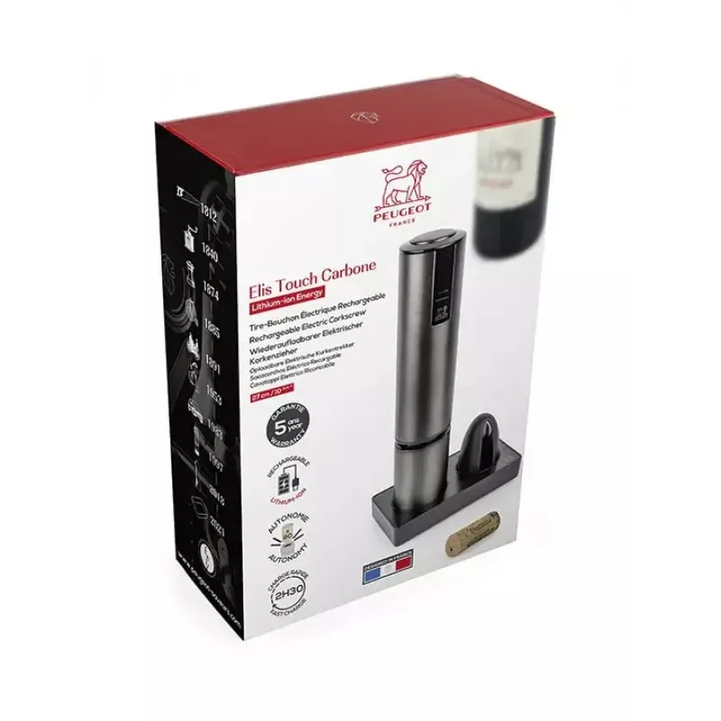 Abridor de botellas Peugeot Saveurs Elis Touch Carbone acero inoxidable