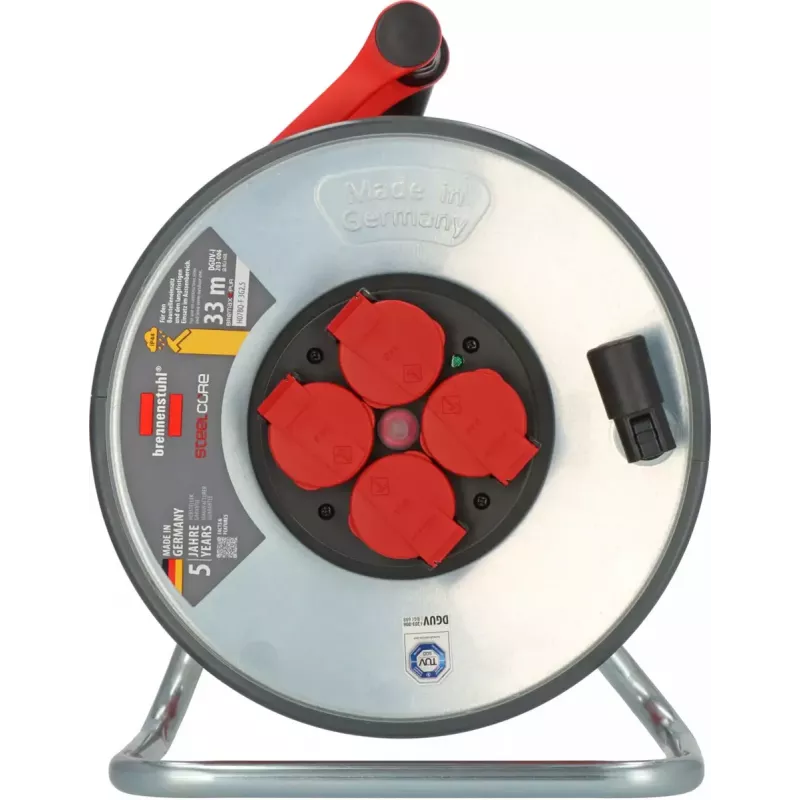 Regleta de enchufes Brennenstuhl SC 3210 4 salidas AC 3000 W Negro Rojo Plata