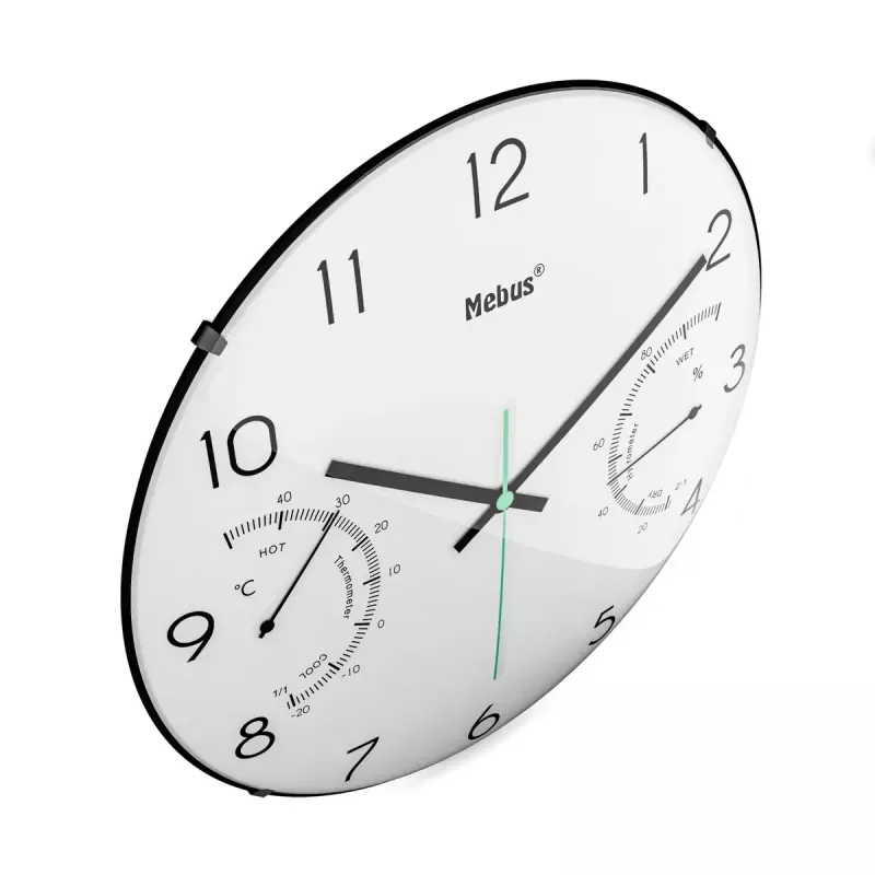 Reloj de cuarzo Mebus 16106 redondo negro blanco