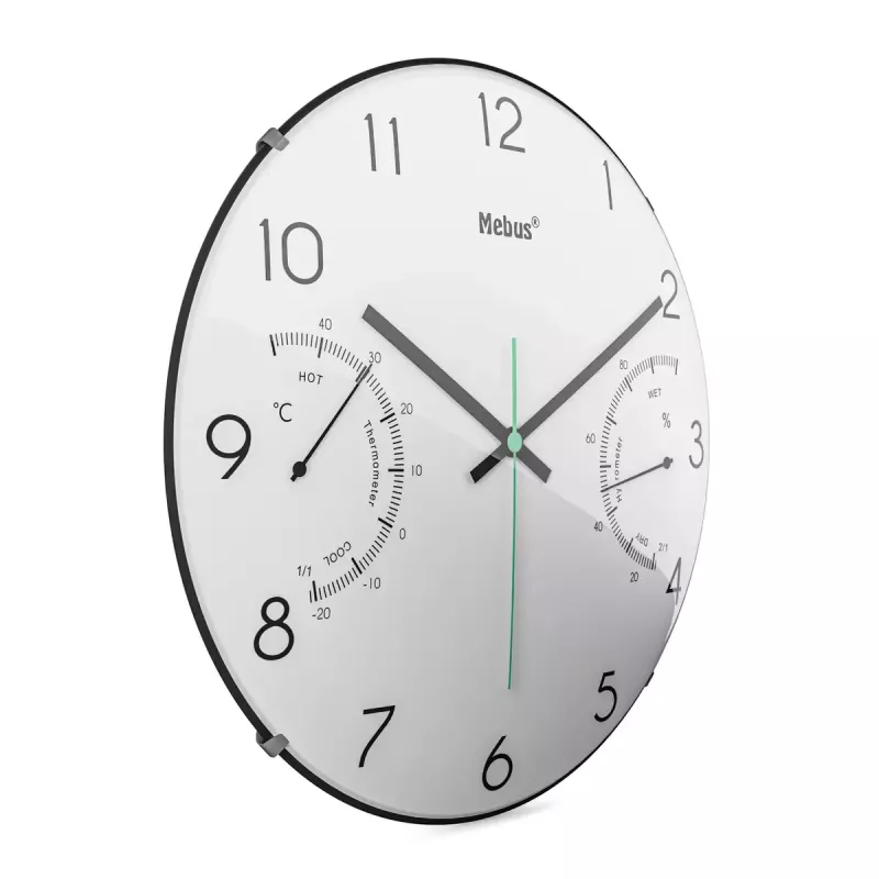 Reloj de cuarzo Mebus 16106 redondo negro blanco