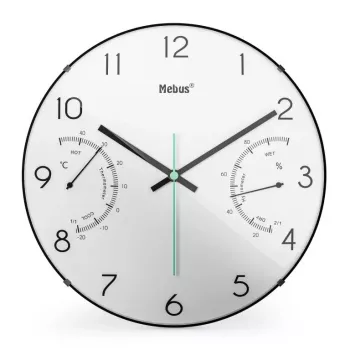 Reloj de cuarzo Mebus 16106 redondo negro blanco