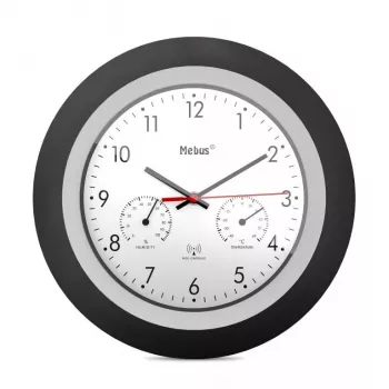 Reloj digital Mebus 19449 redondo negro blanco pila AA 30 cm