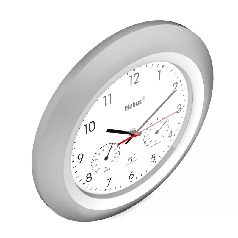 Reloj digital Mebus 19450 redondo plata blanco a pilas