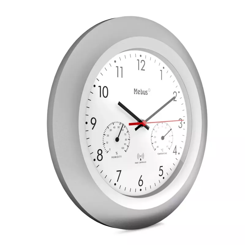 Reloj digital Mebus 19450 redondo plata blanco a pilas