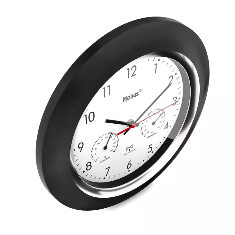 Reloj digital Mebus 19453 redondo negro blanco pila AA
