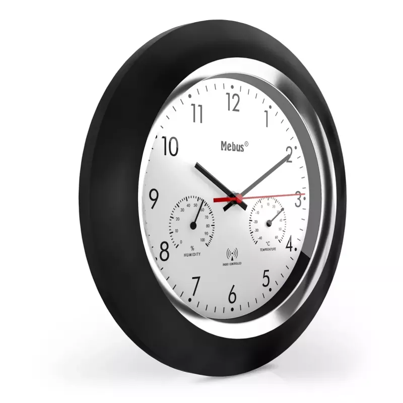 Reloj digital Mebus 19453 redondo negro blanco pila AA