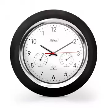 Reloj digital Mebus 19453 redondo negro blanco pila AA